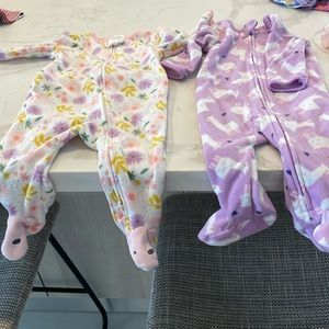 2 Carter’s Baby Girls -Floral Sleep’N Plays. Like New. Two for $10